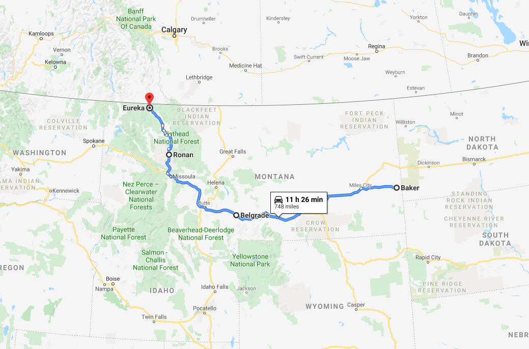 Baker to Eureka Google Maps